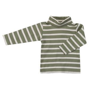 Polo Neck Top Breton Stripe Green from Pigeon Organics