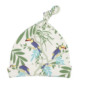 Knotted Hat in Toucans - Blue