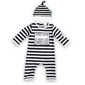Lazy Baby Bundle of 'Just Done 9 Months Inside' Babygrow and Hat