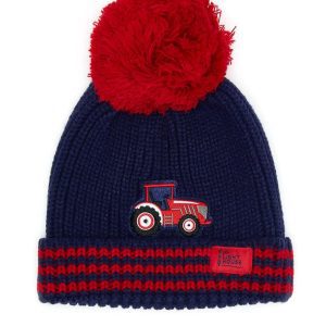 Lighthouse Kids Bobbie Warm Bobble Cable Knit Hat - Childrens Winter Outdoor Headwear - Red Tractor
