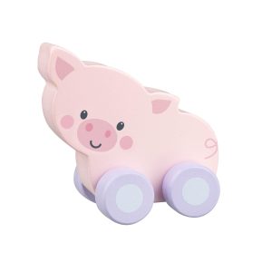 Orange Tree Toys Pig Wooden Push Toy