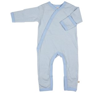 Kimono Romper - Fine Stripe in Pale Blue
