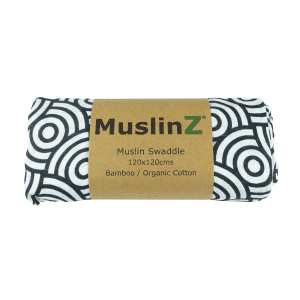 MuslinZ - Bamboo/Organic Cotton Muslin Swaddle 120x120cm – Black Swirl