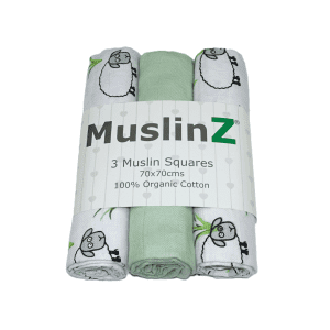 MuslinZ 3 Pack Organic Cotton Muslin Squares 70x70cm – Sheep