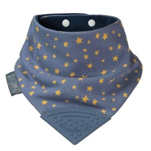 Cheeky Chompers Baby Bib with Teether, Reversible - Midnight Stars